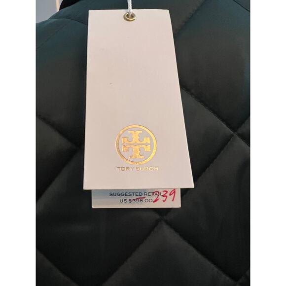 Tory Burch Womens Quilted Barn Jacket, NWT OS Deep Emerald, Size 6 - Picture 7 of 9